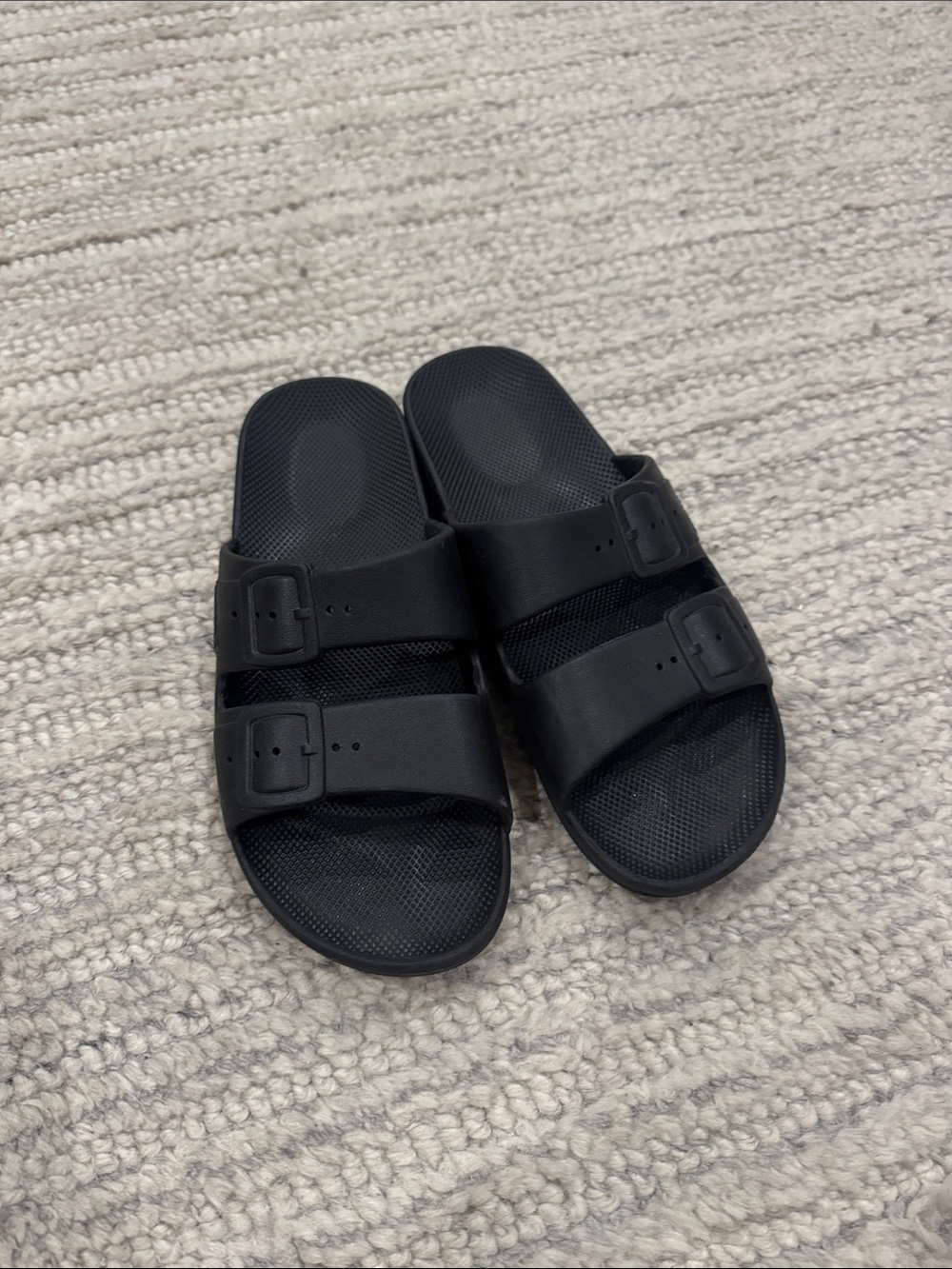 Women’s Black Double-Strap Slide Sandals